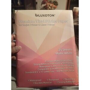 Luxoton Premium Vinyl Sticker Paper for Inkjet Printer  25 Matte Sheets
